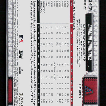 2026 Topps Series Two Eduardo Rodriguez #417 Yellow Border /399