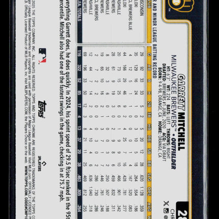 2025 Topps Chrome Garrett Mitchell #28 Aqua RayWave Refractor /199