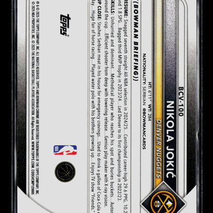 2025 Bowman Chrome Nikola Jokić #BCV-100 Aqua Mojo Refractor 028/125
