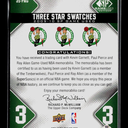 2009 Upper Deck SP Game Used Paul Pierce Kevin Garnett Ray Allen /125 Jersey