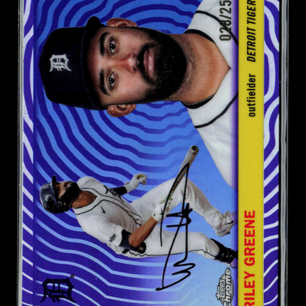 2025 Topps Heritage Baseball Riley Greene #30 Purple Sonar 028/250