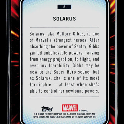 2025 Topps Chrome Marvel Sapphire Green Mallory Gibbs Solarus /99 1st #8