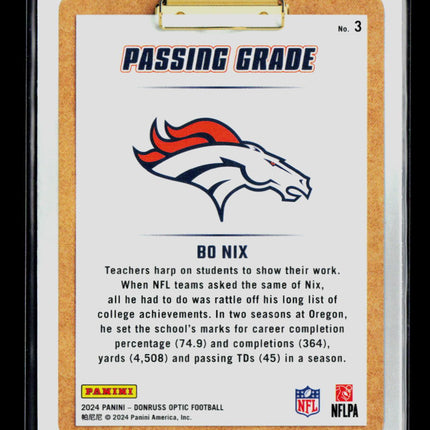 2024 Panini Donruss Optic Bo Nix #3 RC