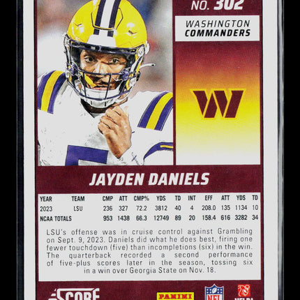 2024 Panini Score Football Jayden Daniels #302 RC