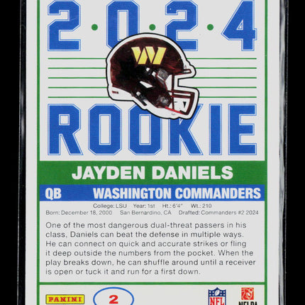 2024 Panini Score Football Jayden Daniels #2 Green