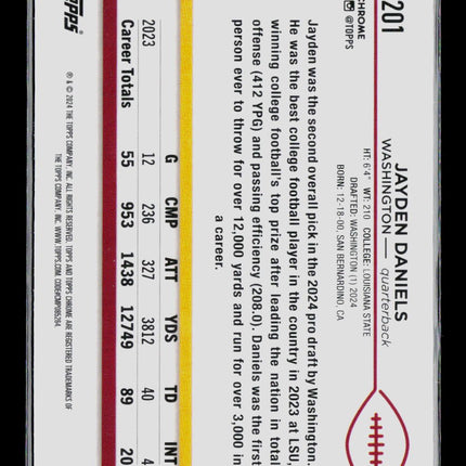 2024 Topps Chrome Jayden Daniels #201 RC