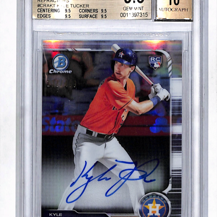 2019 Bowman Chrome Rookie Refractors Kyle Tucker #CRAKT /499 BGS 9.5 Auto 10