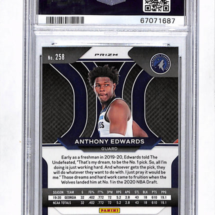 2020 Panini Prizm Anthony Edwards #258 Green PSA 10