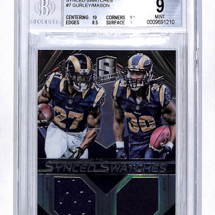 2015 Panini Spectra Synced Swatches Todd Gurley Tre Mason #7 /199 Jersey BGS 9
