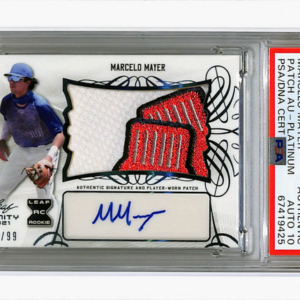 2021 Leaf Trinity Patch Autograph Marcelo Mayer #MM7 Platinum /99 PSA A Auto 10