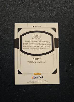 2023 National Treasures Racing Hailie Deegan Race Used Firesuit Laundry Tag 1/1