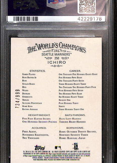 2011 Topps Allen & Ginter Ichiro #250 Glossy PSA 9