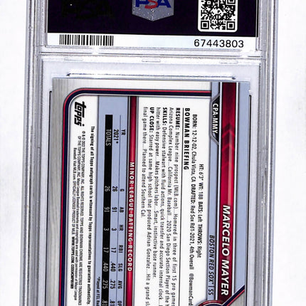 2022 Bowman Chrome Prospect Marcelo Mayer #CPAMMY Blue PSA 10 Auto
