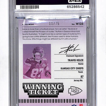 2021 Panini Contenders Optic Winning Tickets Travis Kelce #WT23 Pink PSA 10 /75