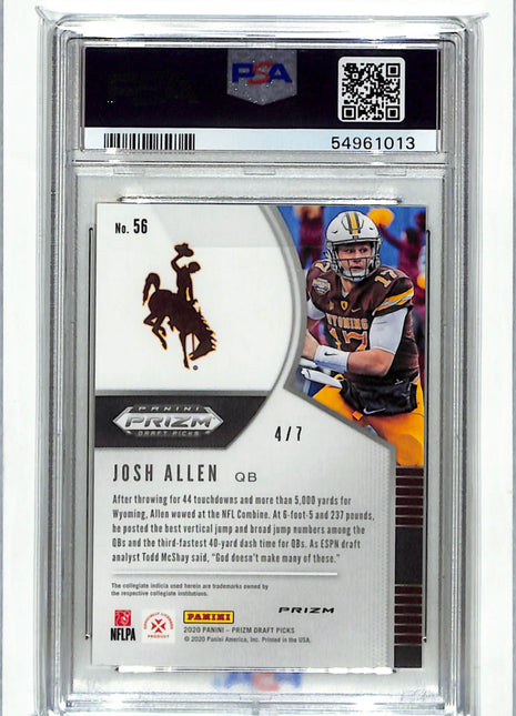 2020 Panini Prizm Draft Picks Josh Allen #56 Gold Ice PSA 10 /7