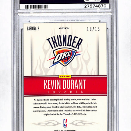 2012 Panini Select Hot Stars Kevin Durant #2 Green Prizm /15 PSA 10