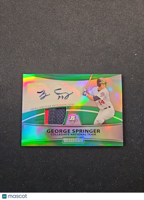 2010 George Springer Bowman Platinum Green Rc Patch Auto /199 Astros