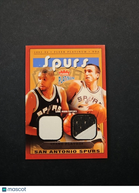 2003-04 Tim Duncan Manu Ginobili Fleer Name plates Patch /25 Spurs