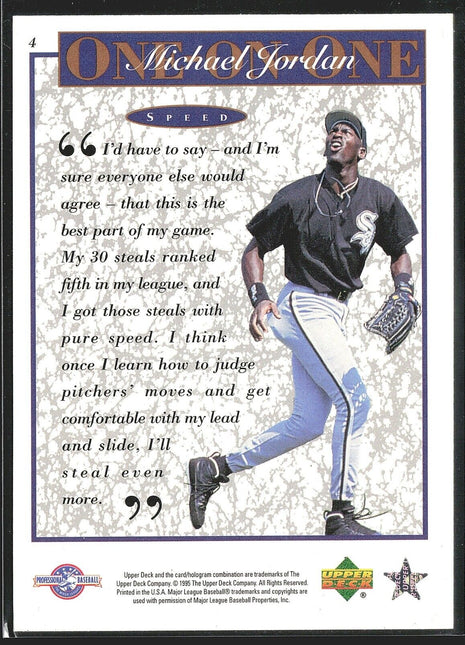 1995 Michael Jordan Upper Deck One on One Speed #4 White Sox