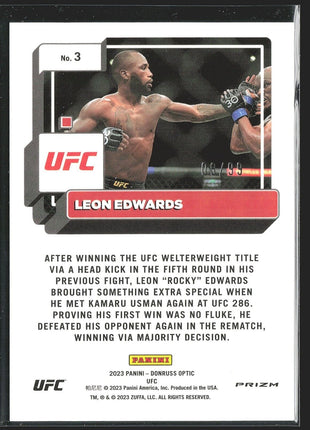 2023 Leon Edwards Optic UFC Blue Prizm /99 #3