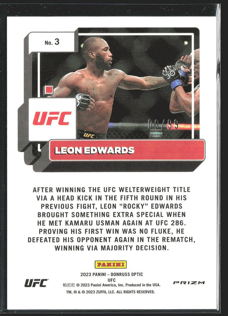 2023 Leon Edwards Optic UFC Blue Prizm /99 #3