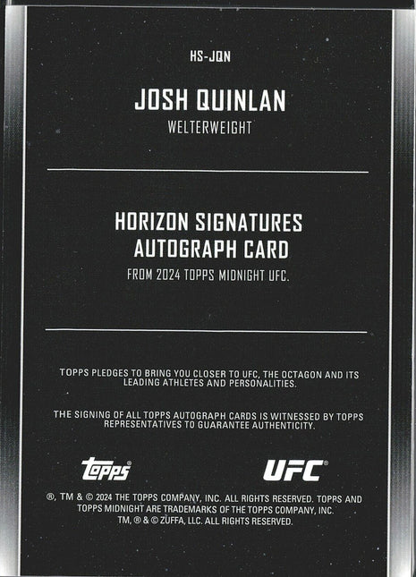2024 Jose Quinlan Topps Midnight UFC Rc Auto Pink /99