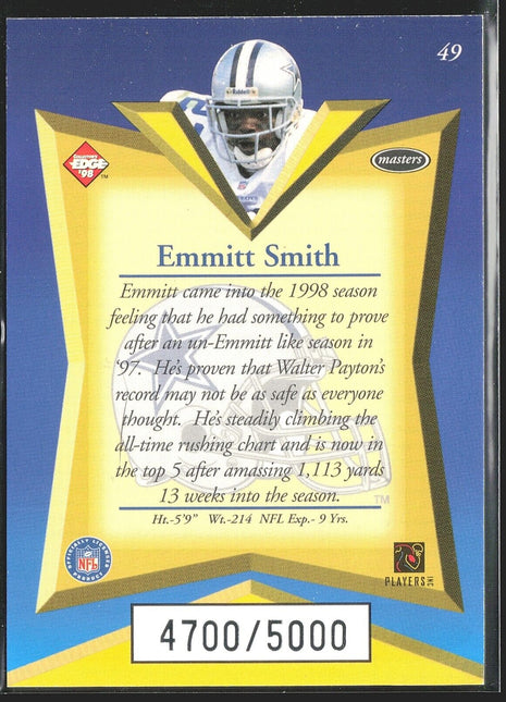 1998 Emmitt Smith Collector's Edge Master /5000 #49 Cowboys