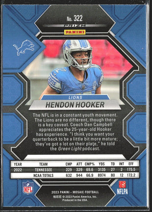 2023 Hendon Hooker Mosaic Rc Rookie #322 Lions
