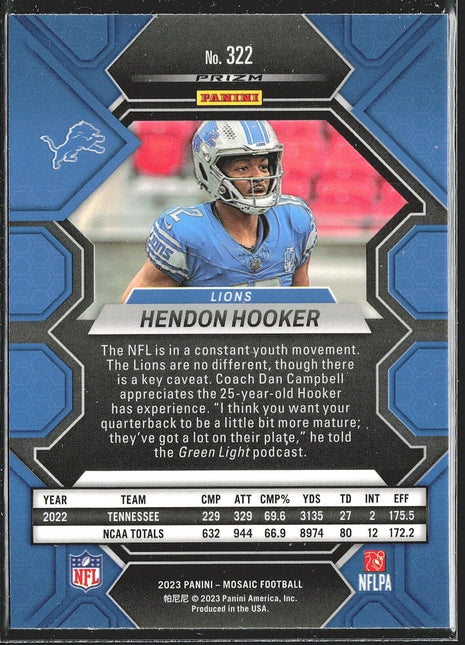 2023 Hendon Hooker Mosaic Rc Rookie #322 Lions