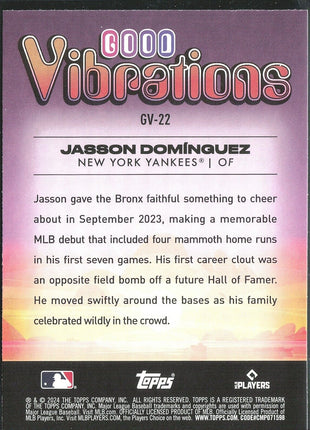2024 Jasson Dominguez Topps Big League Rc Rookie Good Vibrations Yankees
