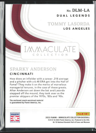 2023 Tommy Lasorda Immaculate Dual Legends Jersey Relic /25