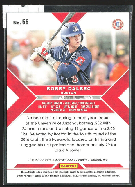 2016 Bobby Dalbec Elite Extra Edition Purple Auto /100 Red Sox