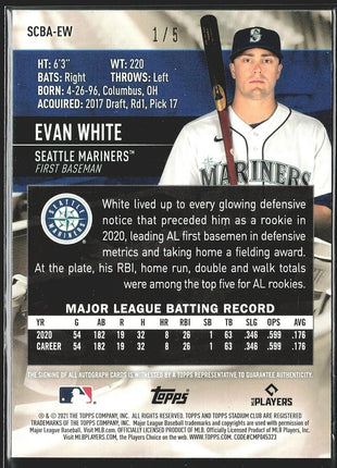 2021 Evan White Stadium Club Orange Rc Rookie Auto /5 Mariners