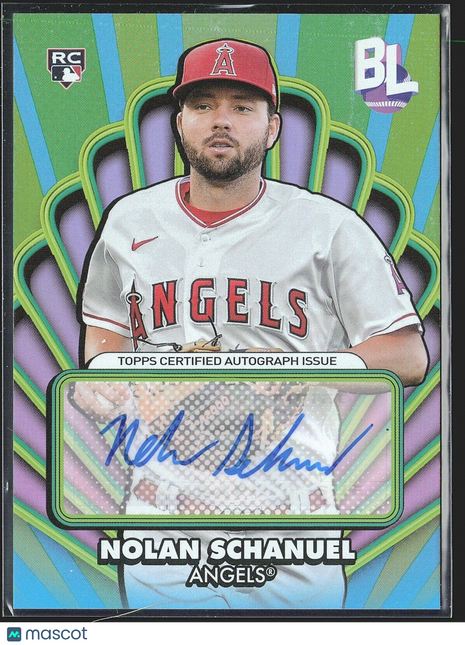2024 Nolan Schanuel Topps Big League Rc Green Auto Angels