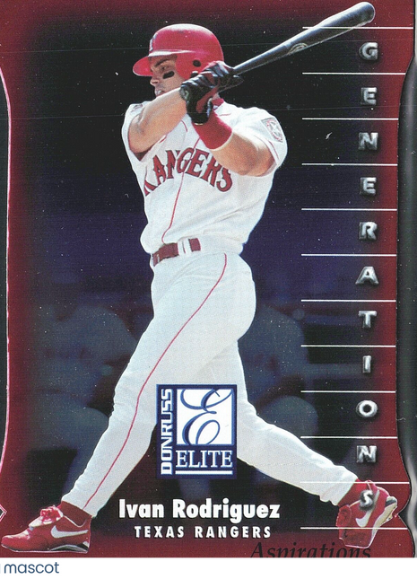 1998 Ivan Rodriguez Elite Aspirations Red /750 #135 Rangers