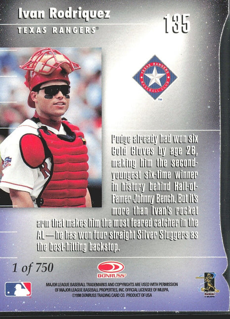 1998 Ivan Rodriguez Elite Aspirations Red /750 #135 Rangers