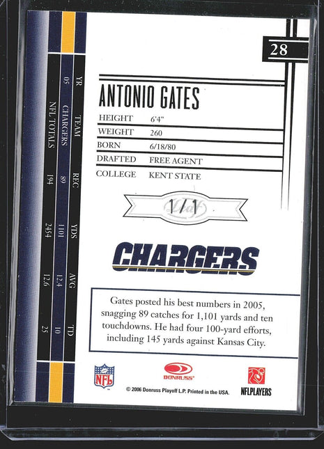 2006 Antonio Gates Leaf Limited Spotlight True 1/1 #28 Chargers