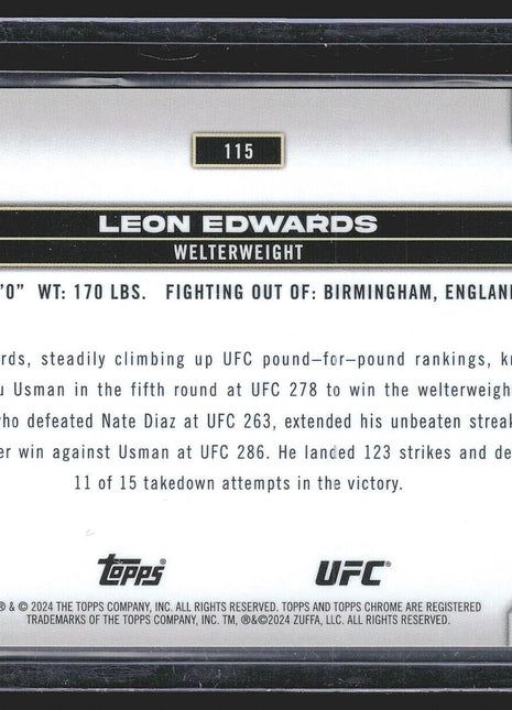 2024 Leon Edwards Topps Chrome Speckle Refractor /299 #115 UFC