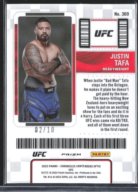 2023 Justin Tafa Optic Contenders Gold Season Ticket Rc /10 #369 UFC