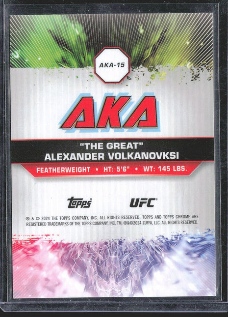 2024 Alexander Volkanovski Topps Chrome AKA "The Great" Black Refractor /10 UFC