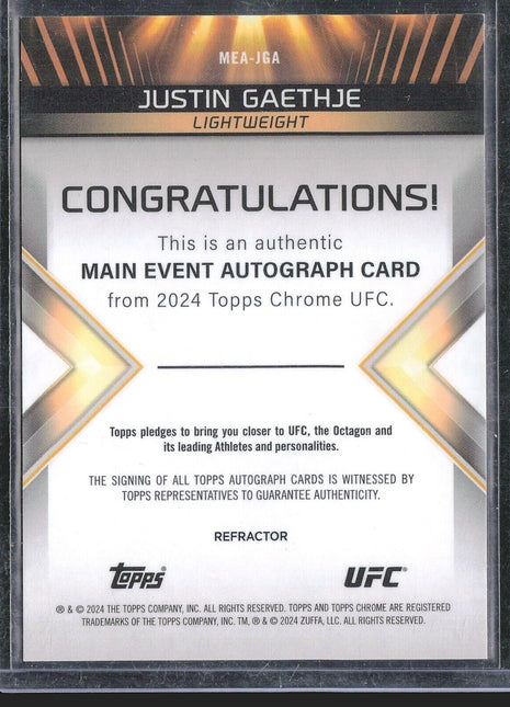 2024 Justin Gaethje Topps Chrome Refractor Auto /150 UFC