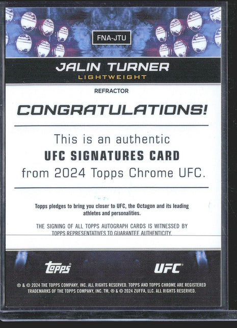 2024 Jalin Turner Topps Chrome UFC Signatures Refractor Auto /150
