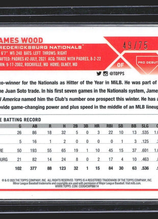 2023 James Wood Topps Chrome Pro Debut Aqua Refractor /75 Nationals