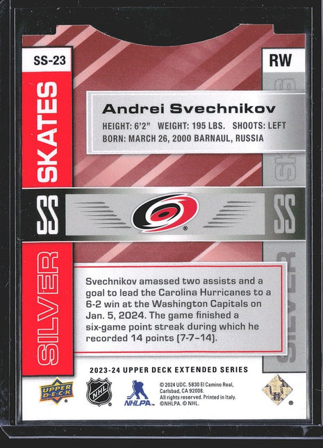 2023-24 Andrei Svechnikov UD Extended Silver Skates /100