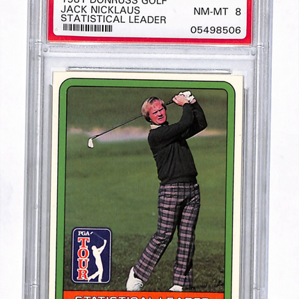 1981 Donruss Golf Jack Nicklaus Statistical Leader PSA 8