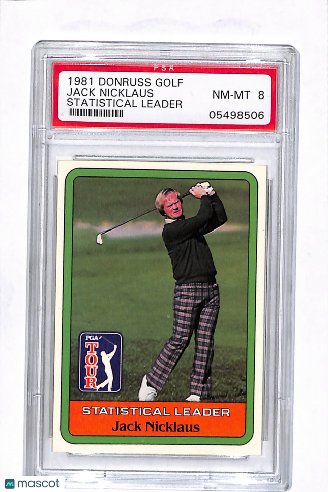 1981 Donruss Golf Jack Nicklaus Statistical Leader PSA 8