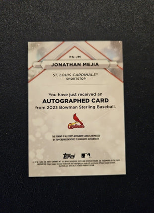 2023 Jonathan Mejia Bowman Sterling Auto #pa-jm Cardinals