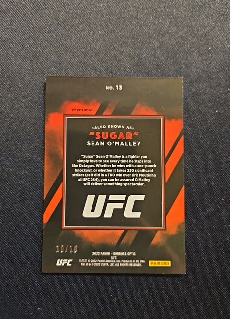 2022 Sean O'Malley Optic Aka Sugar Gold Prizm /10 #13 Ufc