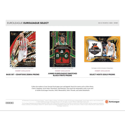 EBL 2025-26 Panini Select EuroLeague Basketball Hobby Box