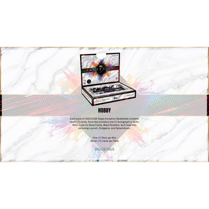 NBA 2025-26 Topps Inception Basketball Hobby Box